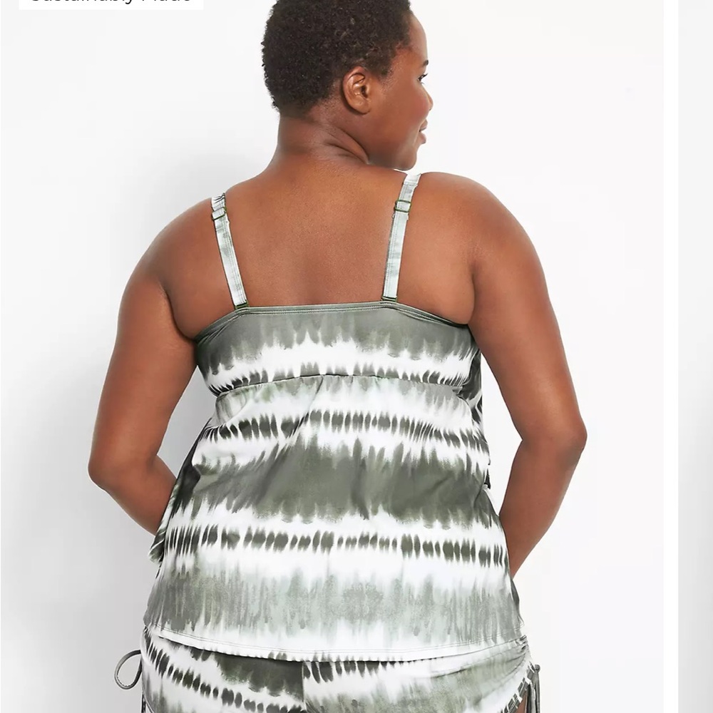 Swim By Cacique Tankini Top and bottom set Green Tie Dye Print Size 30/32 - Picture 6 of 16